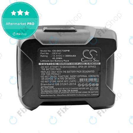 Batterie pour Dewalt DC528, DC612, DC728, DC830, Wurth BS 14-A, 3000mAh, Li-Ion, 14.4V, DE9141, HQ