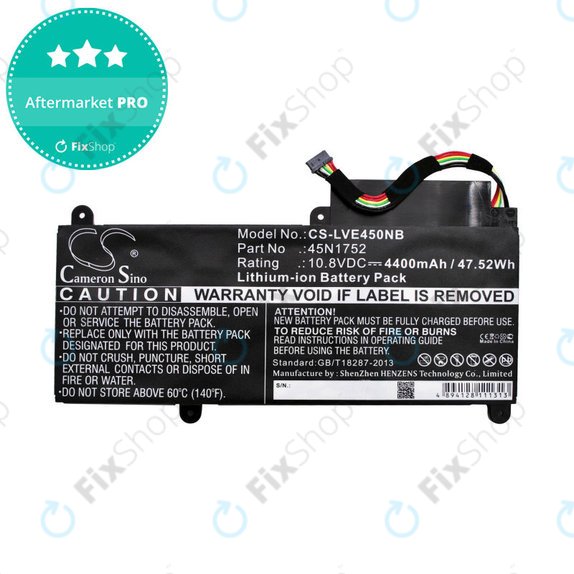 Batterie pour Lenovo ThinkPad E450, E455, E460, E465, T470p, ThinkPad Edge E450 i7, 4400mAh, Li-Ion, 10.8V, 45N1752, HQ