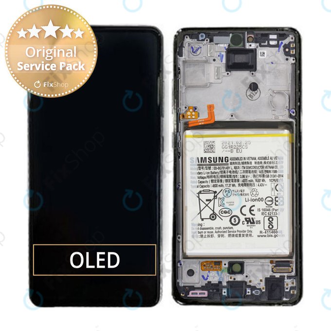Samsung Galaxy A52s 5G A528B - Écran LCD + Écran tactile + Cadre + Batterie (Blanc génial) - GH82-26912D, GH82-26909D Genuine Service Pack