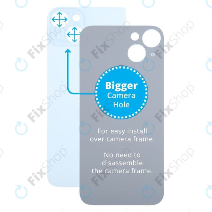 Apple iPhone 15 Plus - Verre du boîtier arrière avec plus grand trou pour l'appareil photo (Blue)