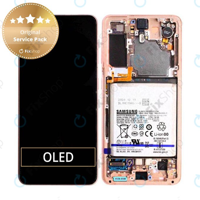 Samsung Galaxy S21 G991B - Écran LCD + Écran tactile + Cadre + Batterie (Rose fantôme) - GH82-24716D, GH82-24718D Genuine Service Pack