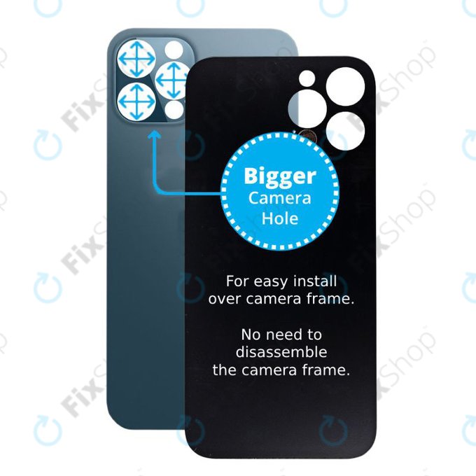 Apple iPhone 12 Pro - Verre du boîtier arrière avec plus grand trou pour l'appareil photo (bleu)