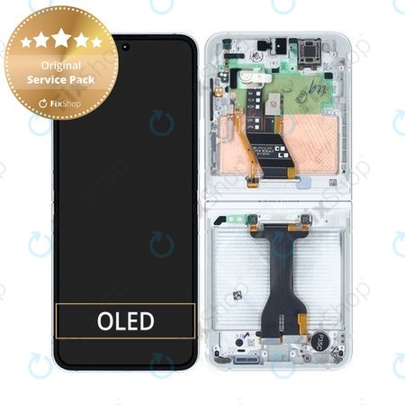 Samsung Galaxy Z Flip 6 F741B - Écran LCD + Écran tactile + Cadre (White) - GH82-35014F Genuine Service Pack