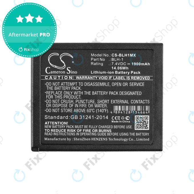 Batterie pour Olympus EM1, 1900mAh, Li-Ion, 7.4V, BLH-1, HQ