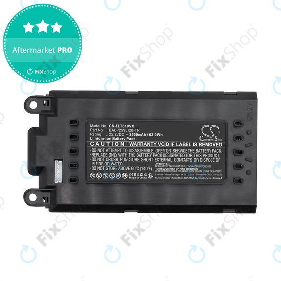 Batterie pour Electrolux Well Q8, WQ81-3OMB, WQ81-PANIM, 2500mAh, Li-Ion, 25.2V, BABP259LI20-TP, HQ