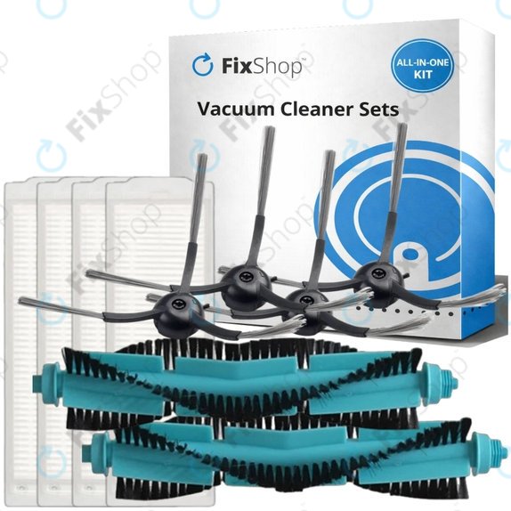 Kit de pièces de rechange pour Eta Aquilo Pro, Cecotec Conga 11090 (2x Brosse principale, 4x Filtre, 4x Brosse latérale)