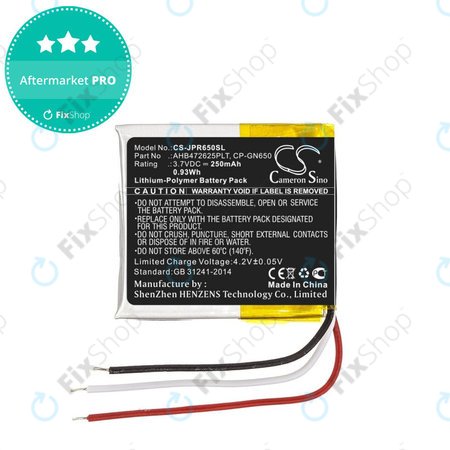 Batterie pour Jabra Evolve 65, 80, 250mAh, Li-Pol, 3.7V, AHB472625PLT, HQ