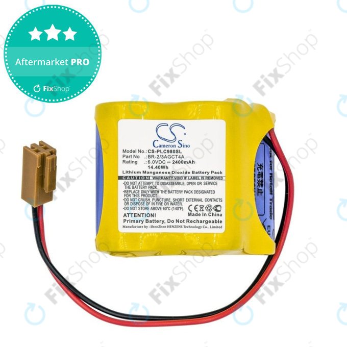 Batterie pour Fanuc 18-T Series Programmable Logic, 2400mAh, Li-MnO2, 6V, BR-2/3AGCT4A, HQ