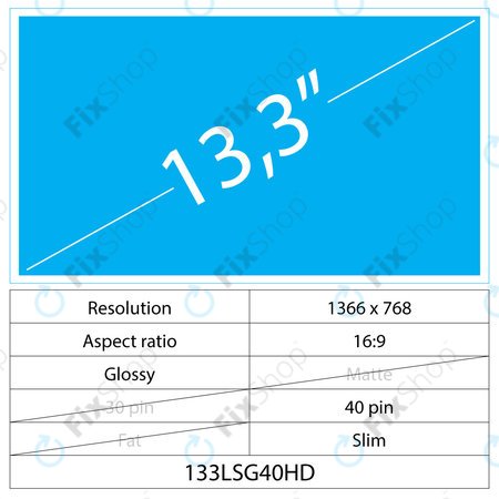13.3 LCD Fin Brillant 40 broches HD