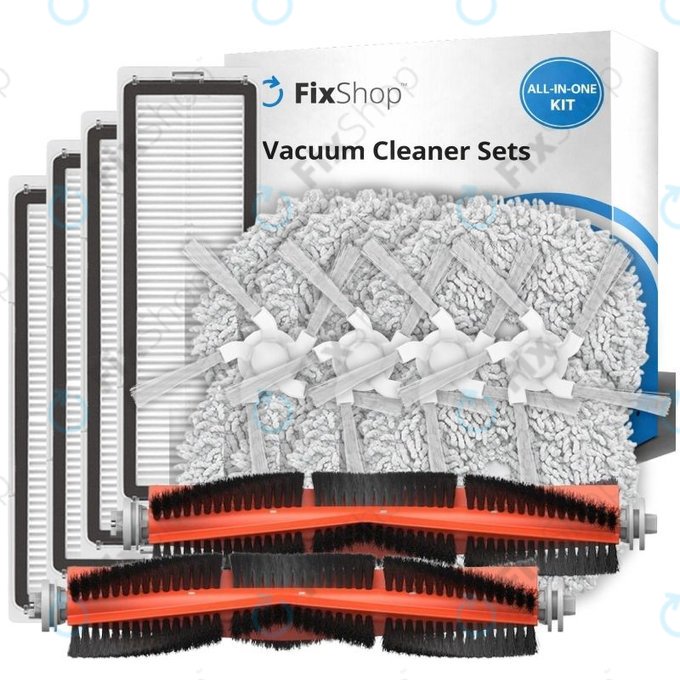 Kit de pièces de rechange pour Xiaomi Dreame Bot W10, W10 Pro (2x Brosses principales, 4x Filtres, 4x Brosses latérales, 4x Lingettes de lavage)