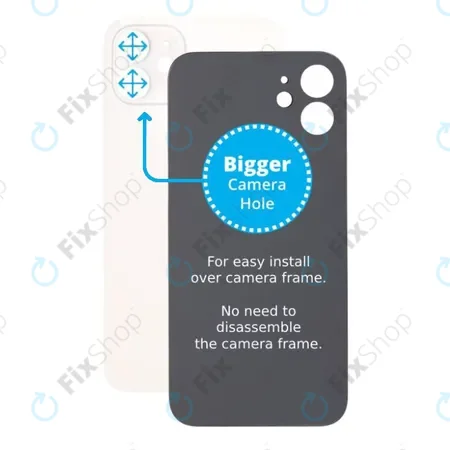 Apple iPhone 12 - Verre du boîtier arrière avec plus grand trou pour l'appareil photo (blanc)