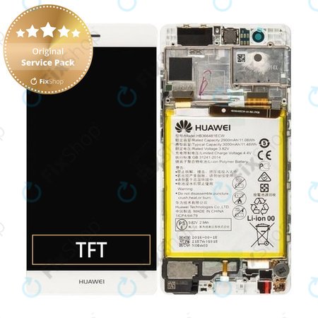 Huawei P9 - Ecran LCD + Ecran Tactile + Cadre + Batterie (Blanc) - 02350RRY, 02350RKF Genuine Service Pack