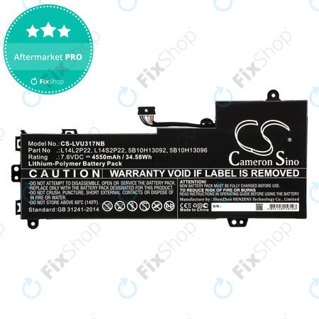 Batterie pour Lenovo E31-80, Ideapad 510s-13, 4550mAh, Li-Pol, 7.6V, 5B10H13092, HQ