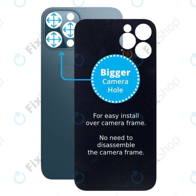 Apple iPhone 12 Pro Max - Verre du boîtier arrière avec plus grand trou pour l'appareil photo (bleu)