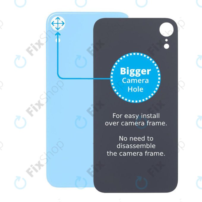 Apple iPhone XR - Verre du boîtier arrière avec plus grand trou pour l'appareil photo (bleu)