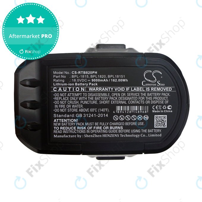 Batterie pour Ryobi BID1821, CCC, CTR-180l, P200, P600, P730, 9000mAh, Li-Ion, 18V, BPL-1815, HQ