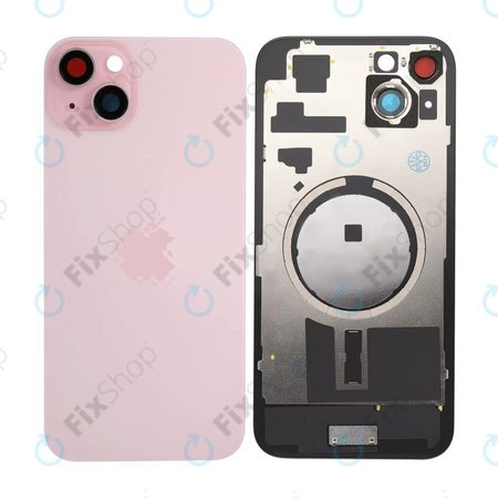 Apple iPhone 15 Plus - Verre du boîtier arrière + Verre de la caméra + Cadre en métal + Aimant MagSafe (Pink)