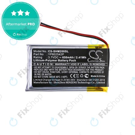 Batterie pour Sena SMH-10s, SMH-20s, 650mAh, Li-Pol, 3.7V, YP802542P, HQ