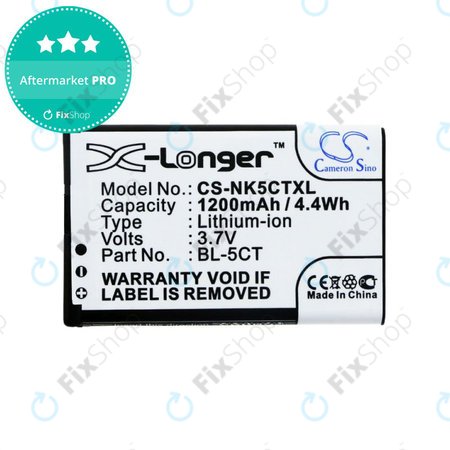 Batterie pour Nokia 5220, 5630, 6303, 6700, C5, 1200mAh, Li-Ion, 3.7V, BL-5CT, HQ