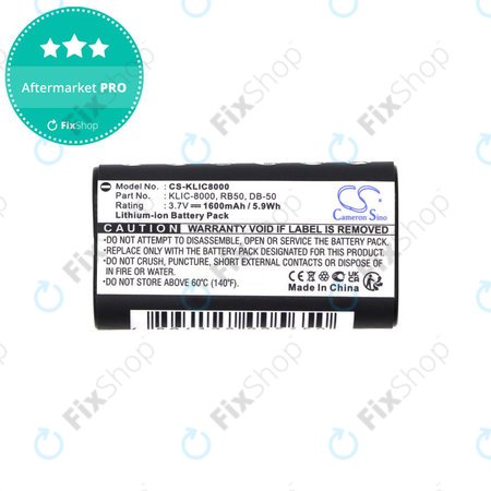 Batterie pour Jay-Tech Jay-Cam I4800, Kodak Easyshare Z1012, 1600mAh, Li-Ion, 3.7V, KLIC-8000, HQ