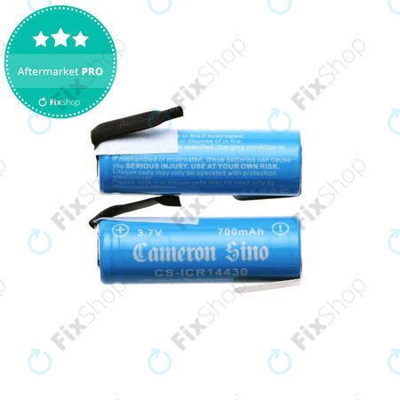 Batterie 14430 avec plaques de montage, 650mAh, Li-Ion, 3.7V, HQ