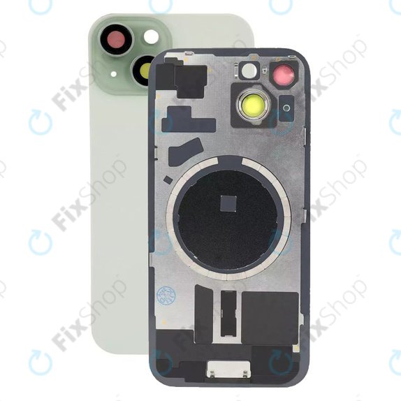 Apple iPhone 15 - Verre du boîtier arrière + Verre de la caméra + Cadre en métal + Aimant MagSafe (Green)