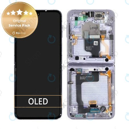 Samsung Galaxy Z Flip 4 F721B - Écran LCD + Écran Tactile + Cadre (Bora Violet) - GH82-29440B, GH82-30239B, GH82-29441B, GH82-30238B Genuine Service Pack