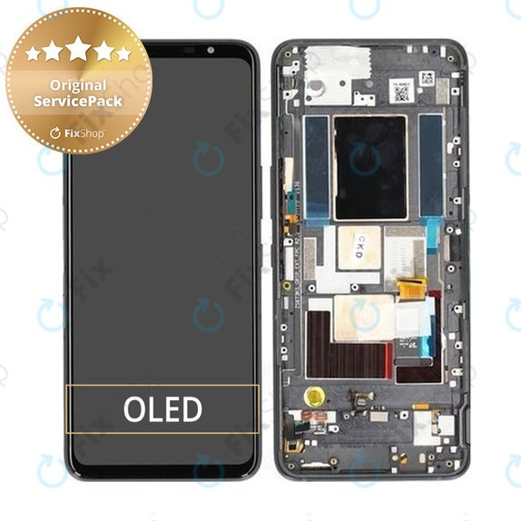 Asus ROG Phone 5s. 5s Pro ZS676KS - Écran LCD + Écran tactile + Cadre (Noir) - 90AI0091-R20020 Genuine Service Pack