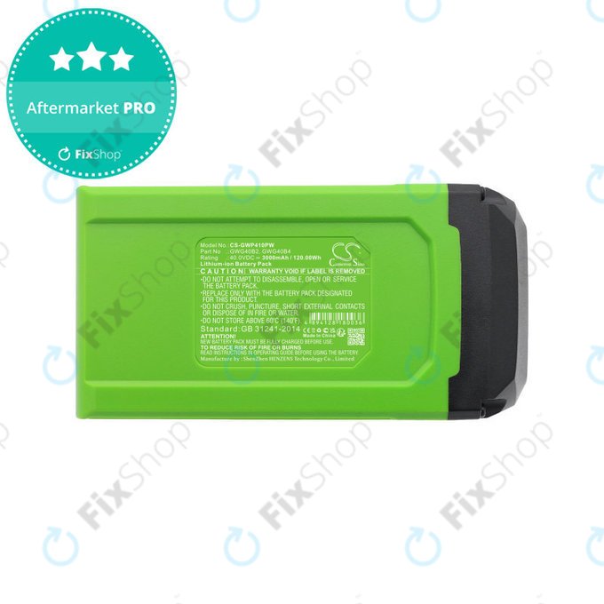 Batterie pour AKU tools Greenworks, 3000mAh, Li-Ion, 40V, GWG40B2, HQ