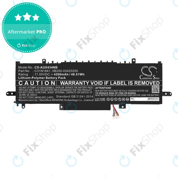 Batterie pour Asus ZenBook 14, Flip 14, 4200mAh, Li-Pol, 11.55V, C31N1841, HQ