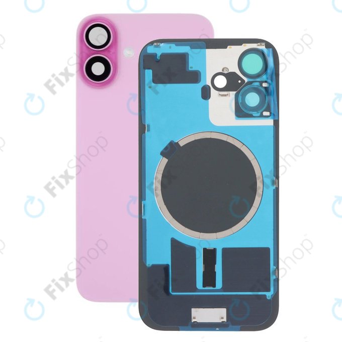Apple iPhone 16 - Verre de la coque arriere + Verre de caméra + Plaque en métal + Aimants MagSafe (Pink)