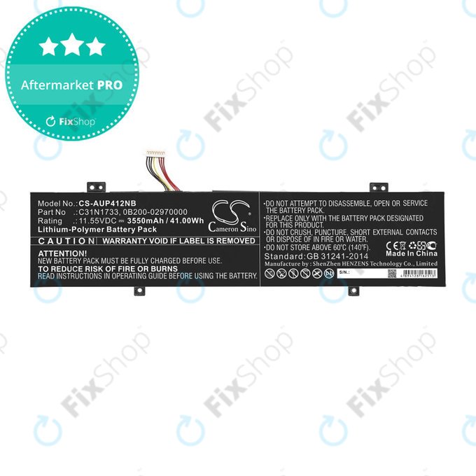 Batterie pour Asus VivoBook Flip 14 Tp412fa/ua, 3550mAh, Li-Pol, 11.55V, C31N1733, HQ