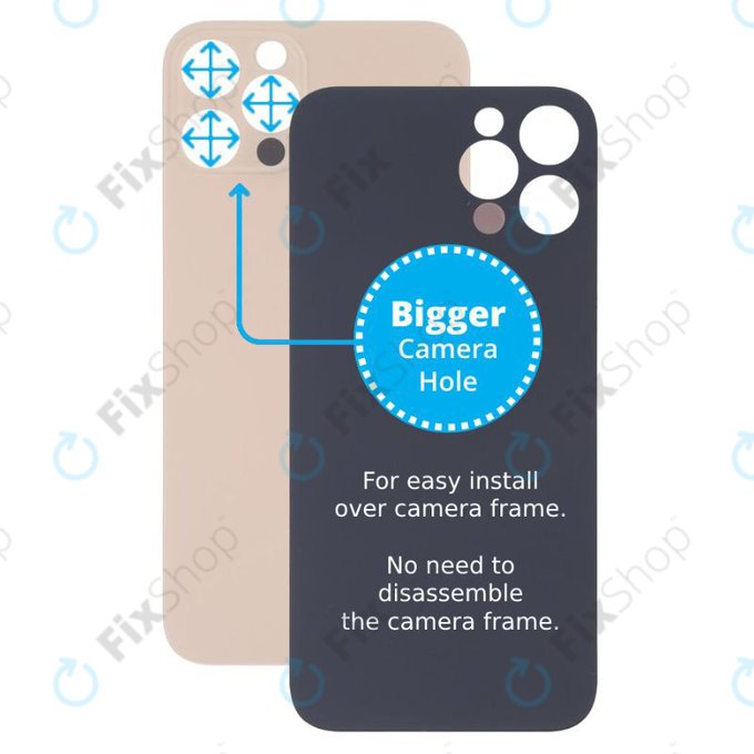 Apple iPhone 13 Pro Max - Verre du boîtier arrière avec plus grand trou pour l'appareil photo (Or)