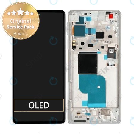 Motorola Edge 30 Pro XT2201 - Écran LCD + Écran Tactile + Cadre (Blanc Stardust) - 5D68C20277 Genuine Service Pack