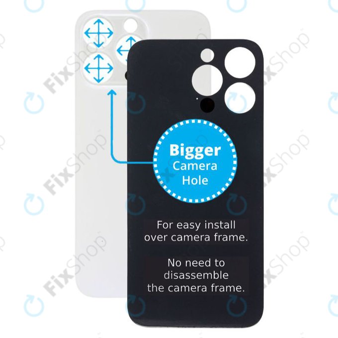 Apple iPhone 14 Pro Max - Verre du boîtier arrière avec plus grand trou pour l'appareil photo (argent)