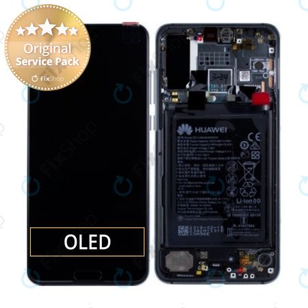 Huawei P20 Pro CLT-L29, CLT-L09 - Écran LCD + Écran tactile + Cadre + Batterie (Bleu nuit) - 02351WTP