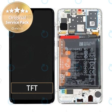 Huawei P30 Lite (2020) - Écran LCD + Ecran Tactile + Cadre + Batterie (Blanc Perle) - 02352PJN