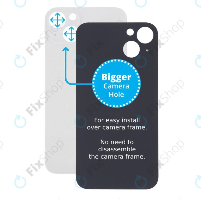 Apple iPhone 13 - Verre du boîtier arrière avec plus grand trou pour la caméra (Starlight)