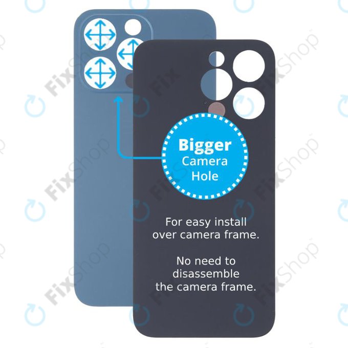Apple iPhone 13 Pro - Verre du boîtier arrière avec plus grand trou pour l'appareil photo (bleu)
