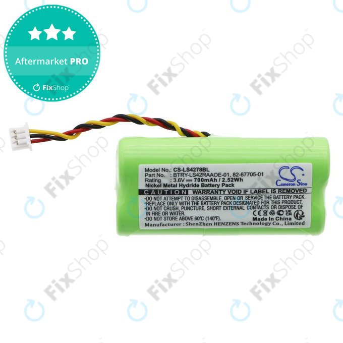 Batterie pour Symbol DS6878, LS4278, 700mAh, Ni-MH, 3.6V, BTRY-LS42RAAOE-01, HQ