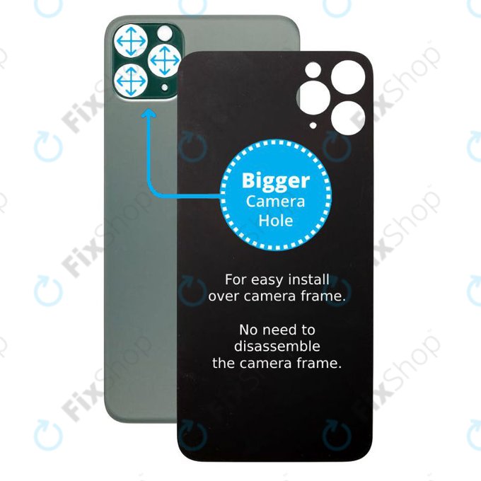 Apple iPhone 11 Pro Max - Verre du boîtier arrière avec plus grand trou pour l'appareil photo (Vert)