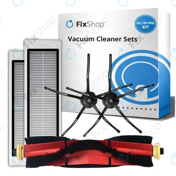 Kit de pièces de rechange pour Xiaomi Roborock S5 Max, S6, S6 MaxV, S6 Pure, Xiaowa E3 (1x Brosse principale, 2x Filtre, 2x Brosse latérale – noire)