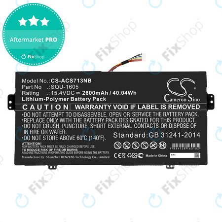 Batterie pour Acer SF713-51, 2600mAh, Li-Pol, 15.4V, SQU-1605, HQ