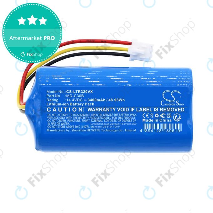 Batterie pour Blaupunkt BlueBot XSMART, 3400mAh, Li-Ion, 14.4V, BPK-VCBB1XB, Xboost, D071-INR-CH-4S1P, HQ
