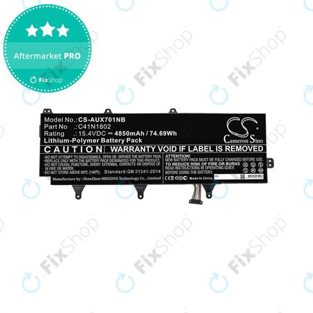 Batterie pour Asus Zephyrus Gx701, Rog Zephyrus S Gx701, Rog Gx701, 4850mAh, Li-Pol, 15.4V, C41N1802, HQ