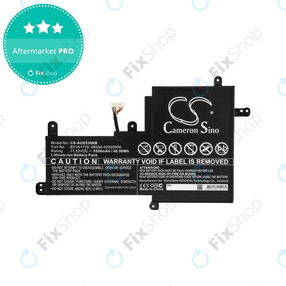 Batterie pour Asus VivoBook S15, X530, 3550mAh, Li-Ion, 11.52V, B31N1729, HQ