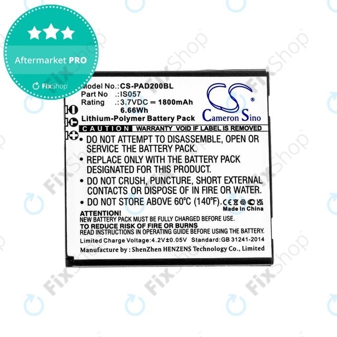 Batterie pour Pax myPOS D200, D200T, IS275, D200, 1800mAh, Li-Pol, 3.7V, IS057, HQ