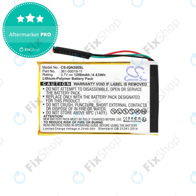 Garmin Nuvi 200, 200W, 205, 205T, 205W, 205WT, 250, 252W, 255, 255T, 255W, 255WT, 260, 260W, 260WT, 270 - Batterie 010-00621-10, 361-00019-11 1250mAh HQ