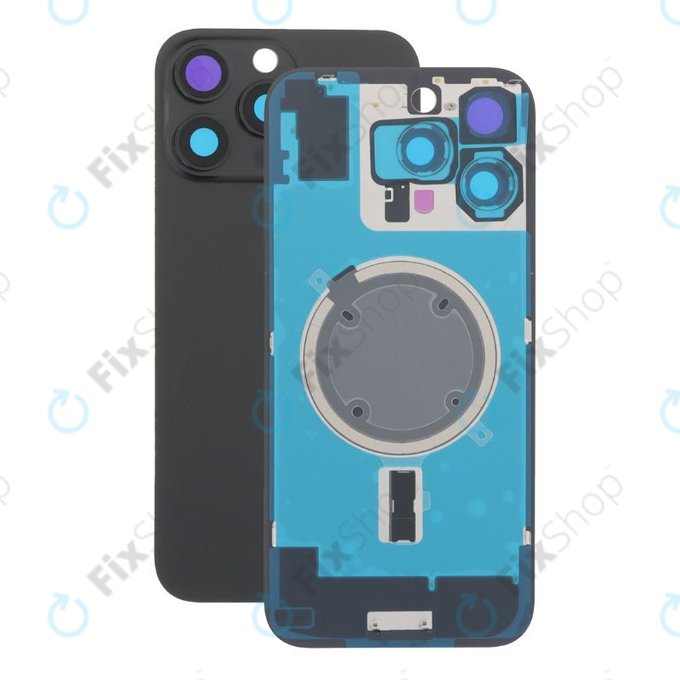 Apple iPhone 16 Pro Max - Verre de la coque arriere + Verre de caméra + Plaque en métal + Aimants MagSafe (Black Titanium)