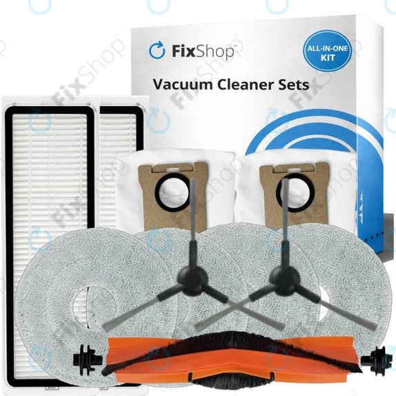 Kit de pièces de rechange pour Xiaomi Mi Robot Vacuum S20+, S10+, X20+, X10+ (1x Brosse principale, 2x Filtre, 2x Brosse latérale – noire, 4x Chiffon de vadrouille, 2x Sac à poussière)